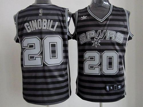 Black/Grey Spurs #20 Manu Ginobili  Groove Stitched NBA Jersey